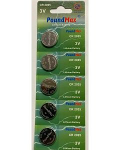 PoundMax Lithium CR2025 Knopfzellen-Batterien, 3V | 1x 5er-Blister